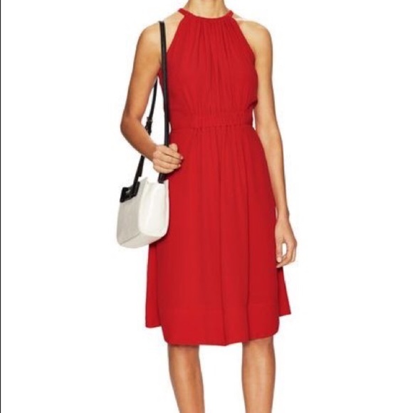 Kate Spade halter knee length red crepe dress - Picture 4 of 4